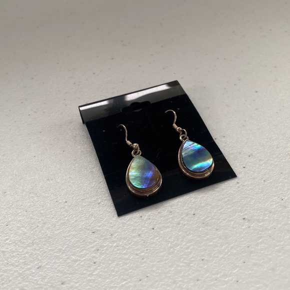 Beautiful Hand Crafted Sterling Silver and Tear Drop Abalone Earrings - Picture 2 of 9